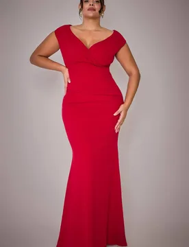 Bardot Pleated Maxi Dress - Red - Size: 26 - Goddiva - FashionsVida
