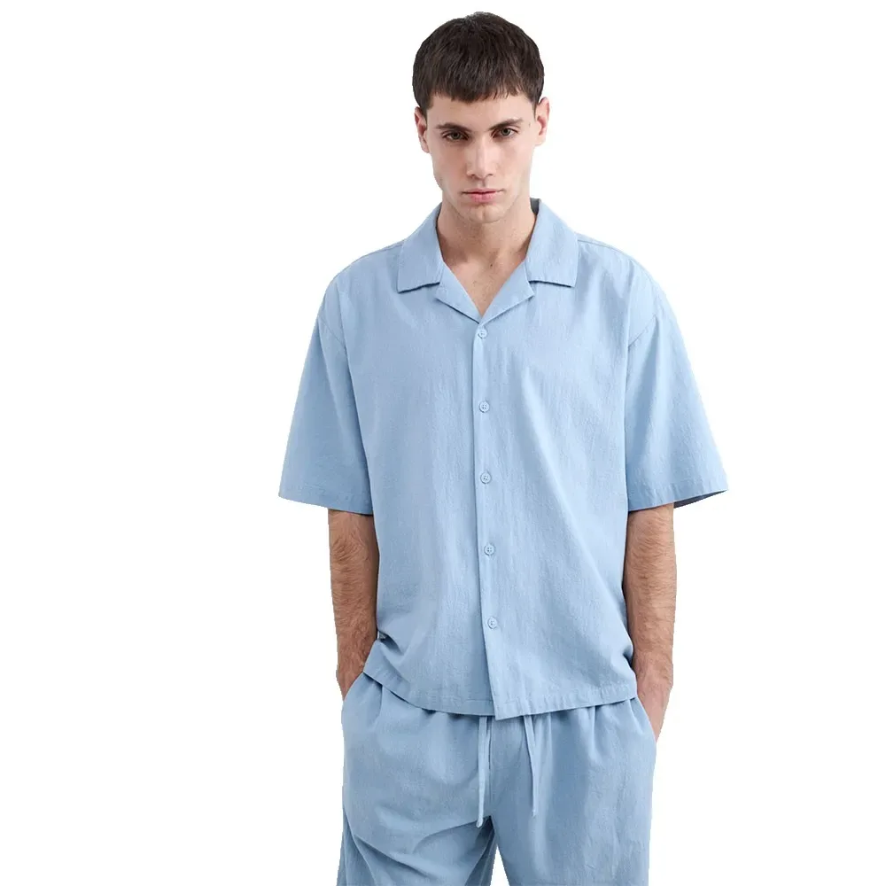 Camicia A Maniche Corte 30000370 Fluid Light Blue M - Balmohk - FashionsVida