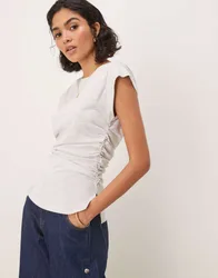 Womens Corset Waist Sharp Shoulder Tank Top Ice Marl - Grey - Size Medium