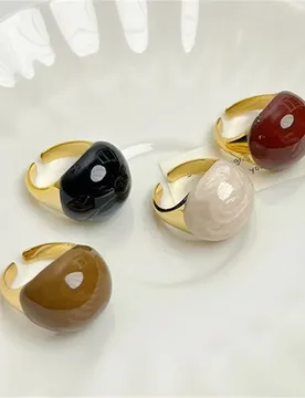 New Autumn Winter Chocolate Caramel round Open Ring for Women Suitable Enamel Modern Ring Daily Accessory - Aliexpress - FashionsVida