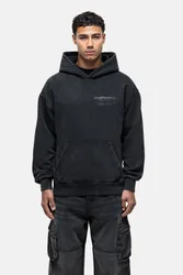 Mens Black Oversized Graphic Back Print Overhead Hoody - Size Large
