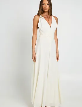 Womens Chiffon Applique Detail Floaty Maxi Dress - White - Size 10 Uk - Boohoo - FashionsVida