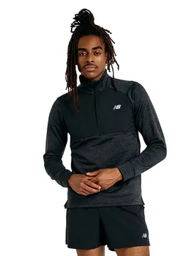 Athletics Heat Grid Half Zip Long Sleeve T-shirt Black 2XL Men - New Balance - FashionsVida