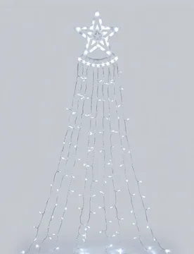 Guirlande Lumineuse Pentagram Waterfall Cold White 5m + 3.5m Ip44 Indoor & Outdoor Low Voltage Transparent 3.5 m - AIGOSTAR - FashionsVida