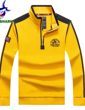 TACE&SHARK 2023 Casual Business Yellow Polo Shirt Pullover Half Zipper Patchwork Polo Shirt for Men Fashion Shark Embroidery - Aliexpress - FashionsVida