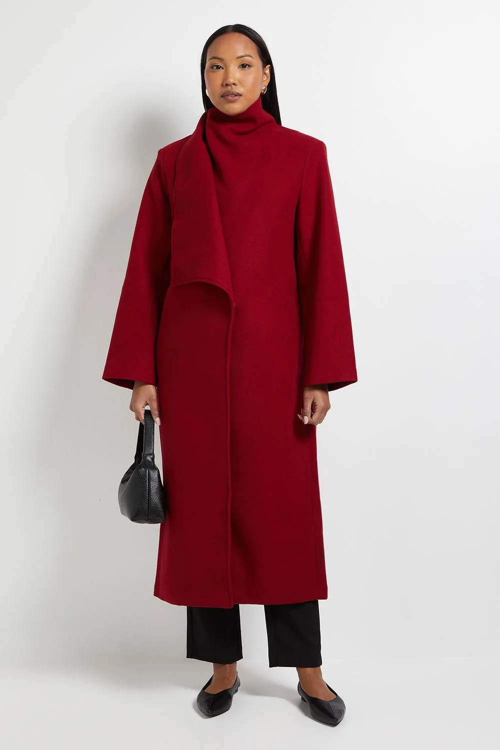 Principles by Wallis Collar Wrap Maxi Coat - Cranberry - Size: 18 - Debenhams - FashionsVida