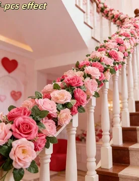 Piezas Guirnalda de rosas artificiales, con rosas y hojas - Guirnalda de flores de plástico falsas, decoración DIY para arco de boda, fiesta - Shein - FashionsVida