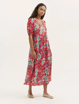 Floral V-Neck Midi Smock Dress Red Mix female - Finery London - FashionsVida