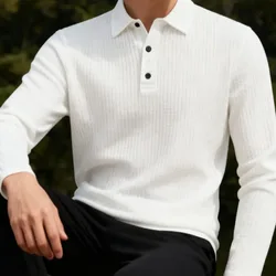 Men's summer-autumn long-sleeved Polo shirt, solid color, casual and fashionable, breathable, comfortable, versatile, new style