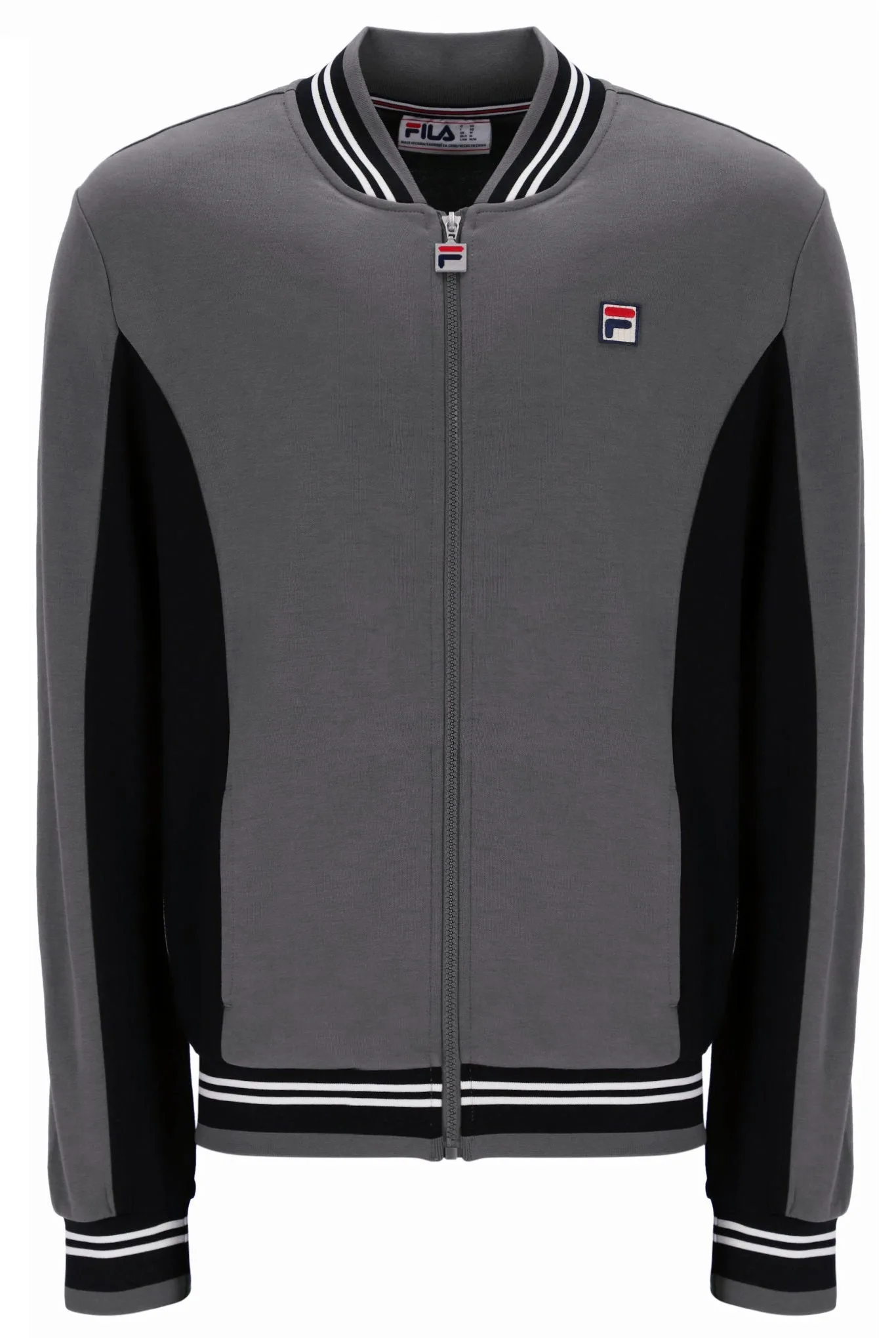 Gunmetal/ Black/ White Settanta Baseball Track Top - XS - FILA - FashionsVida