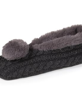 Chaussettes-chaussons Pompon gris foncé 35/36