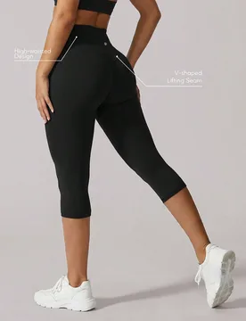 Leggings ajustados de longitud 7/8 para mujer con efecto levantador de glúteos, unicolor sin costura frontal, pantalones deportivos casuales para cic - Shein - FashionsVida