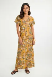Women's Summer Paisley Maxi Dress in Olive Size: 8 - Olive - Size: 8