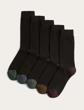 Pack Cool & Fresh™ Cotton Rich Cushioned Socks Black Mix male - M&S - FashionsVida