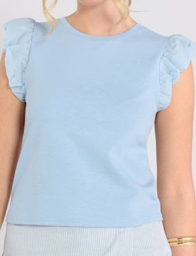 Blusa con maniche decorative - blu pallido