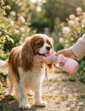 Bottiglia d'acqua per cani - rosa pastello