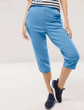 Baumwollstretch Caprihose, normale Größen, Farbe Blau, 44, hautsympathische Baumwolle bequem dank Elasthan Damen - Walbusch - FashionsVida