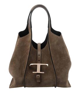 Borsa shopping in pelle scamosciata
