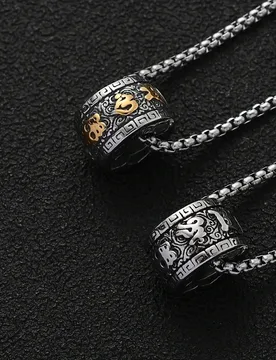 Retro Cloud Totem Six Word Mantra Pendant Necklace Men Fashion Titanium Steel Daily Accessories - Aliexpress - FashionsVida