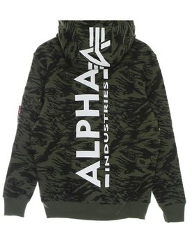 Felpa Cappuccio Uomo Back Print Hoodie Camo Brushstroke Green