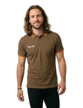 Polo à Manches Courtes Essential Khaki / Orange Ochre L