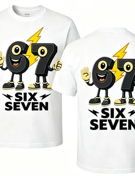 SIX SEVEN Graphic T-Shirt Cute Smiling Number Print Short Sleeve Streetwear Top Unisex - Aliexpress - FashionsVida
