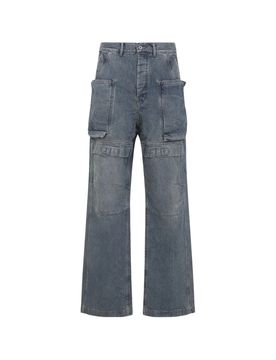 Cotton Belt Loops Pants with Multiple Flap Pockets and Button Closure