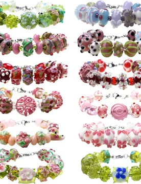 Only Sell 1set!! Good Quality!! Pink+Purple+Green Spring!!! Pure Handmade Retro Lampwork Glass Beads For Charm Bracelets! - Aliexpress - FashionsVida