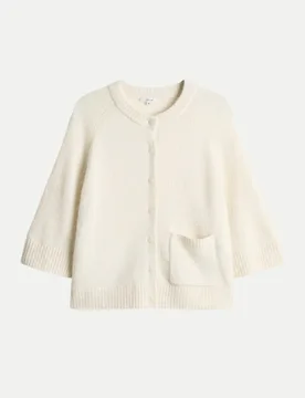 Halbarm Strickjacke Dathena Weiß 38 - Opus - FashionsVida