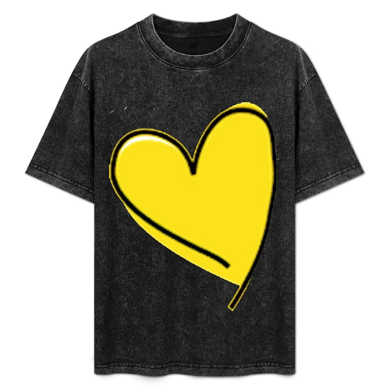 Yellow heart drawing T-Shirt Utility Work Short Sleeve Top - Aliexpress - FashionsVida