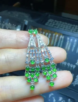 Natural A product green jade jadeite ice green stud earrings pendant ice type - Aliexpress - FashionsVida