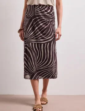 Midi-Rock aus Mesh mit Print female Rot