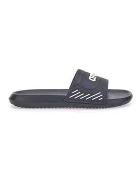 Ciabatte nere con fascia e logo bianco 45