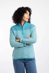 Women's Juliet 1/4 Zip Stripe Macaroni Sweatshirt in Mid Blue Size: 22 - Mid Blue - Size: 22