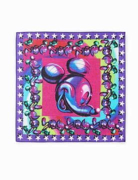 Pañuelo carré Mickey Mouse, Mujer, Algodon, Azul, U