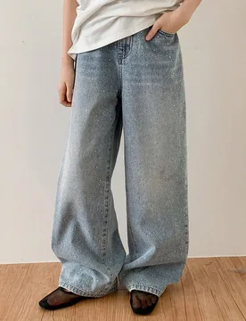 Jeans anchos y sueltos con bolsillos para niñas preadolescentes, versátiles y casuales - Shein - FashionsVida