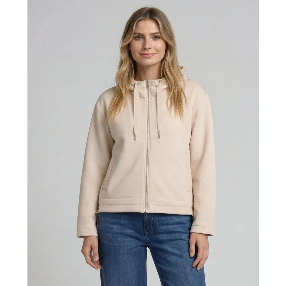 Chaqueta de mujer de manga larga con capucha y cremallera estampado liso - Tom Tailor - FashionsVida