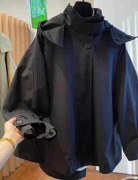 Cape Style Thin Short Trench Coats for Women Spring Autumn Windbreaker Vintage Loose Hooded Jackets Women Clothing Wind Jackets - Aliexpress - FashionsVida