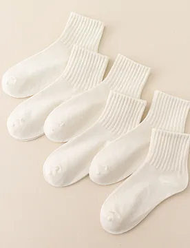 Pares de calcetines de media caña con puño grueso para mujer, calcetines cortos para todas las estaciones, suaves, transpirables y sin restricciones - Shein - FashionsVida
