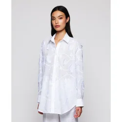 Camisa de mujer de manga larga con bordado floral