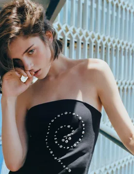Studded Bandeau Top (Size: ) - Pull&bear - FashionsVida
