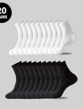 Pares/5 pares/10 pares/12 pares/20 pares/ Calcetines casuales para hombre, calcetines de longitud media, calcetines blancos, calcetines de invierno, c - Shein - FashionsVida
