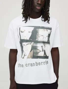 Herren The Cranberries Oversized Lizenz-Print T-Shirt White Größe 2XL - boohooMAN - FashionsVida