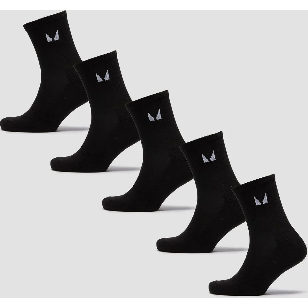 Unisex Crew Socks (5 Pack) - Black - UK 6-8 - MP - FashionsVida