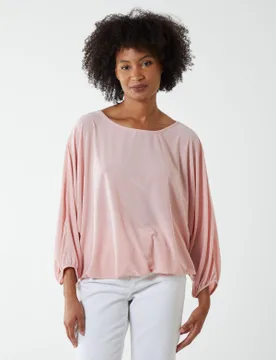 Batwing Elasticated Hem Top - ONE / PINK - female - Blue Vanilla - FashionsVida