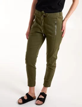 Zip Drawstring Trousers - XL / KHAKI - female - Blue Vanilla - FashionsVida