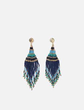 Hamaya pendientes largos con cuentas