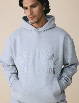 Men's 500GSM Heavyweight Essential Embroidered Oversized Hoodie Grey Size Large Grey L - boohooMAN - FashionsVida