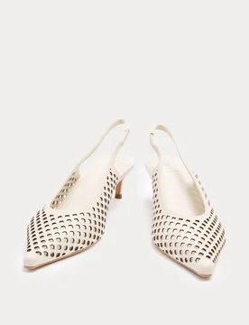 Leather Laser Cut Slingback Sandals White female - M&S - FashionsVida