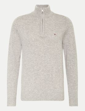 Strickpullover mit Half-Zip Grau L